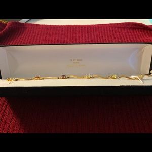 18 KT Gold Over Silver Bracelet w/ Genuine Stones